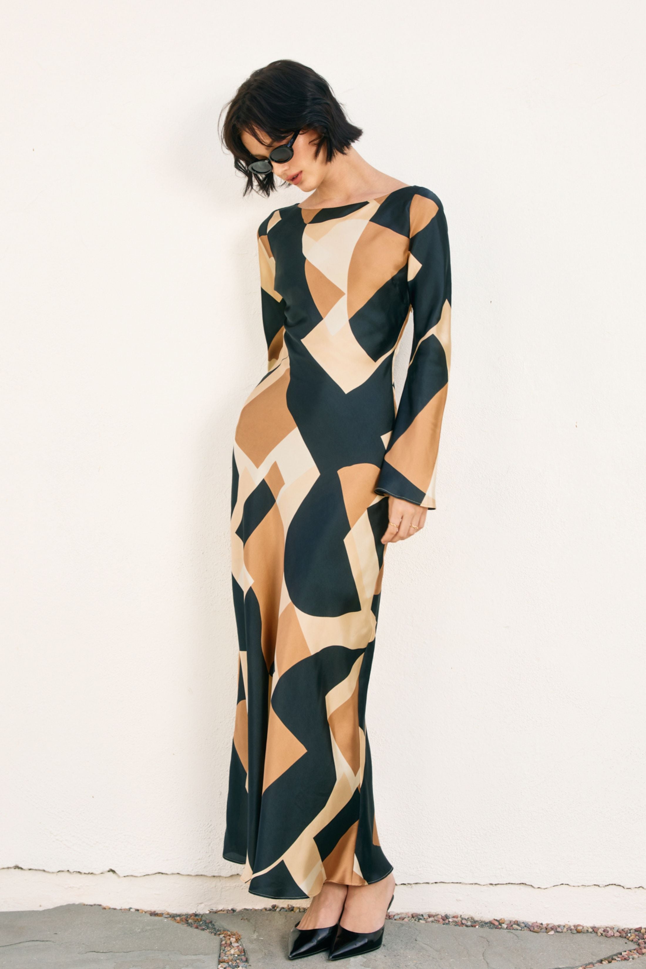 Lily Long Sleeve Abstract Dress