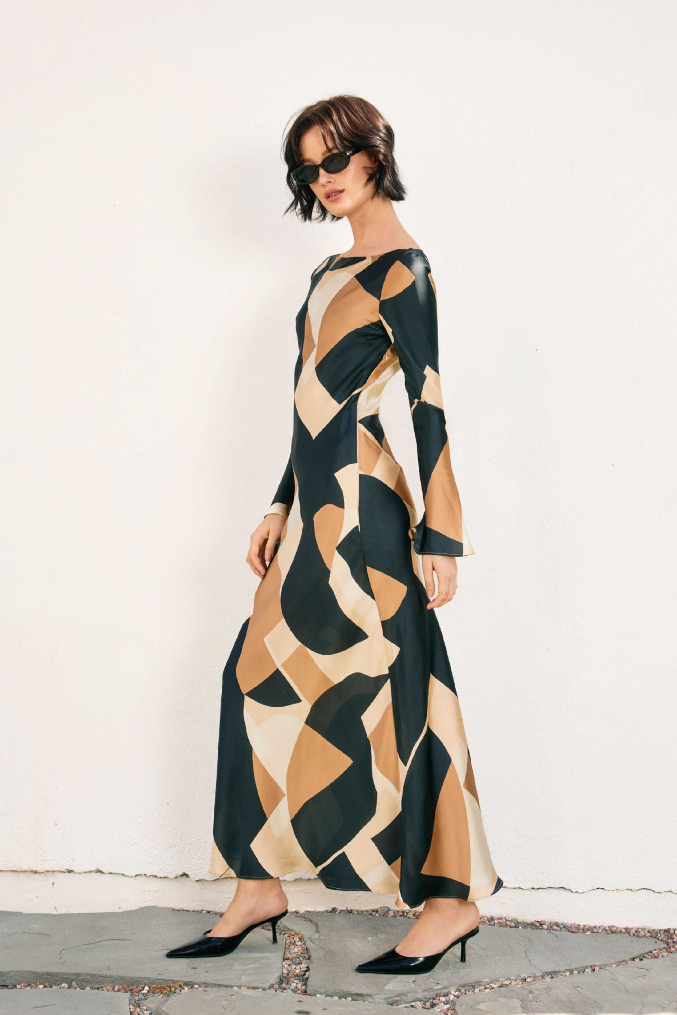 Lily Long Sleeve Abstract Dress