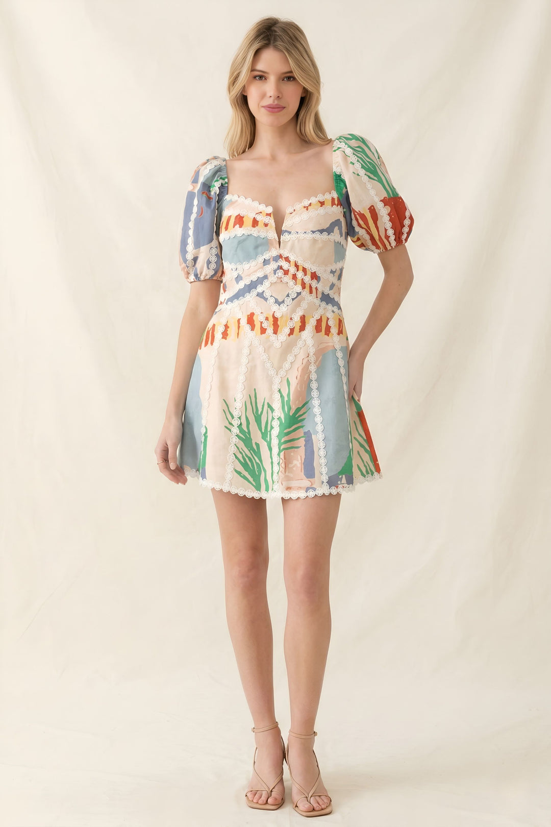 beige linen maxi dress Beige Stripes Cut-Out Bodice Linen Maxi Dress Beige / L main image 1