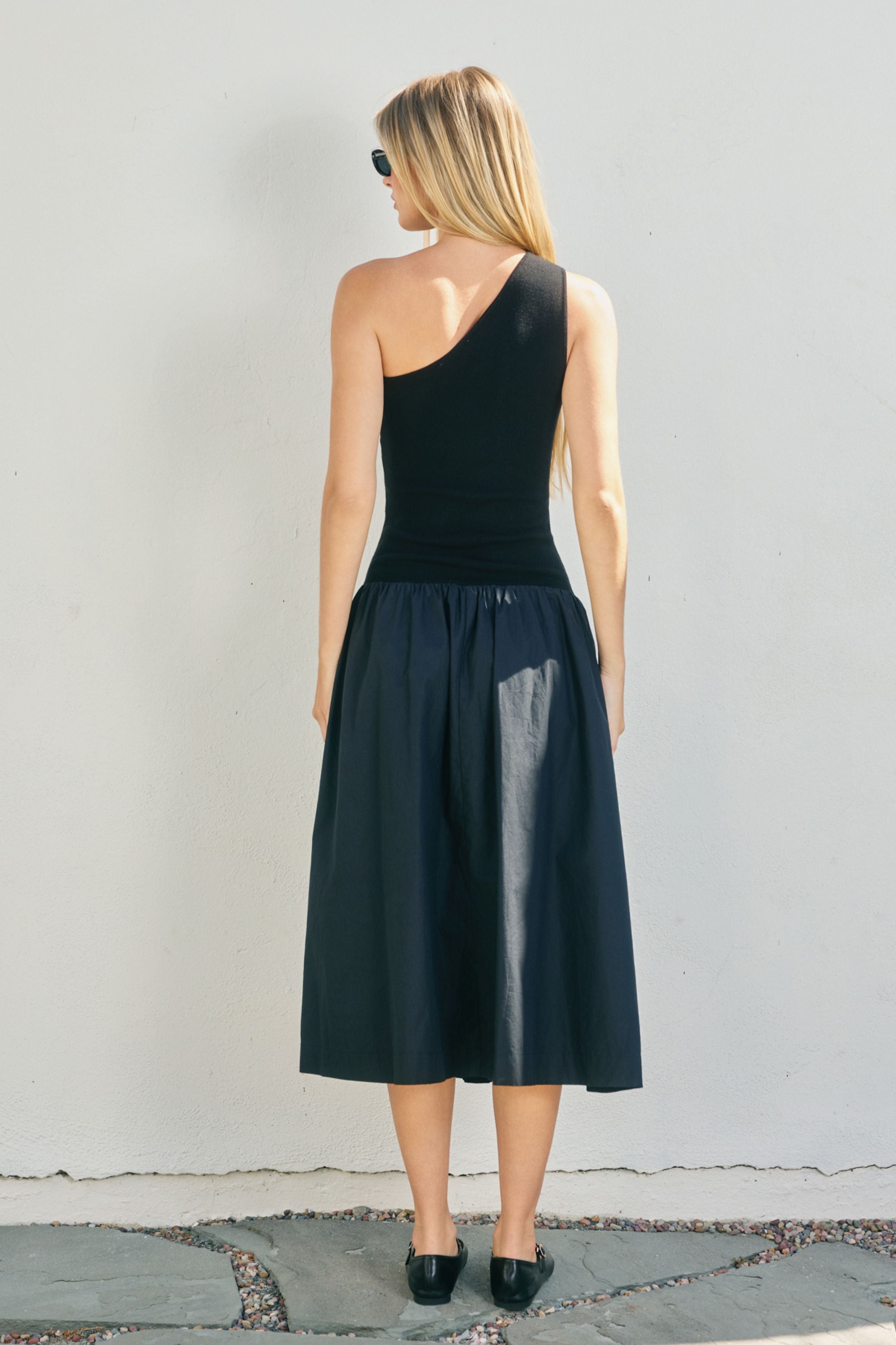 Reagan One Shoulder Drop Waist Dress