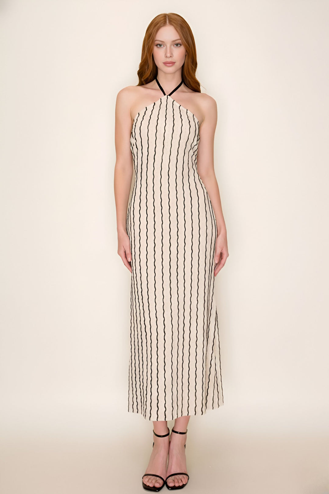 halter striped dress BUXOM COUTURE Stripe Halter Dress