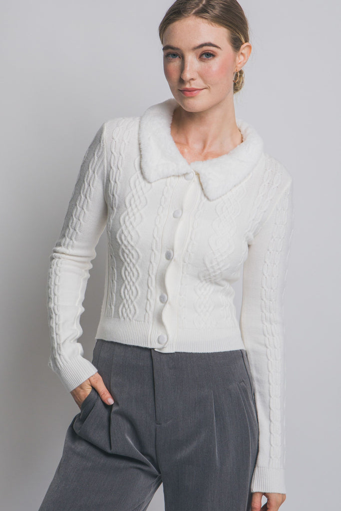 Stevie Faux Fur Collared Cardigan