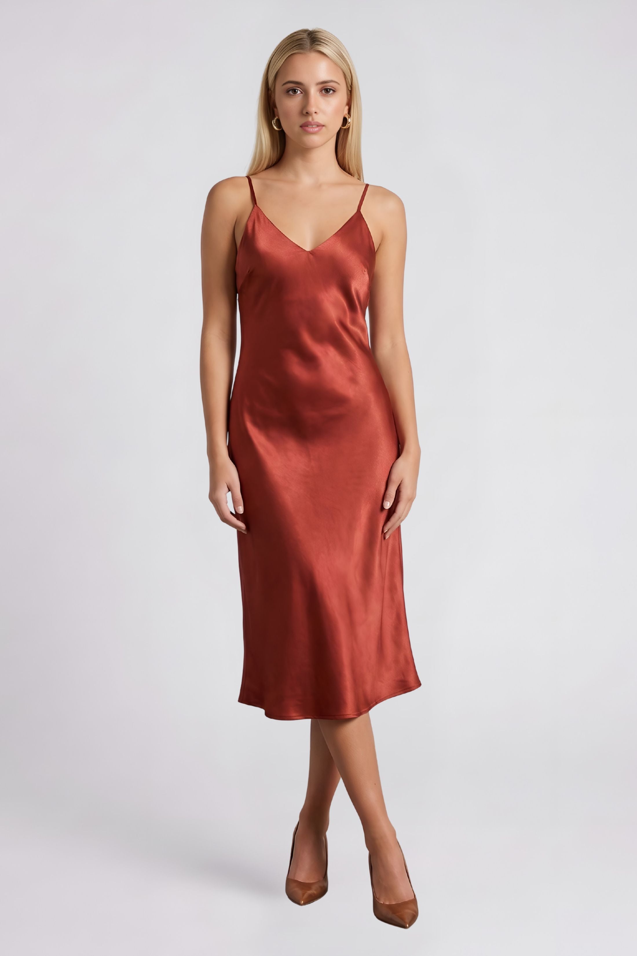Rayla Midi Slip Dress BURGUNDY / S