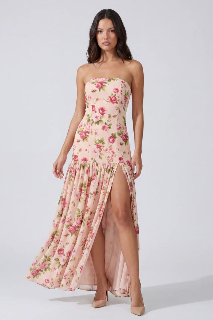 Cleo Strapless Drop Waist Maxi Dress – fab'rik