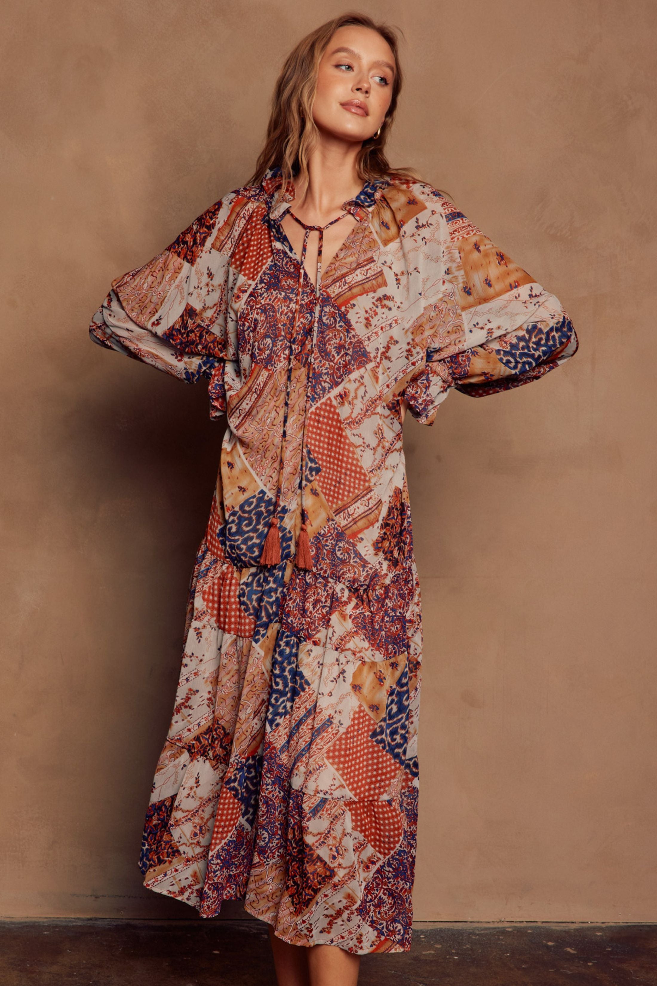 Anderson Paisley Pattern Maxi Dress