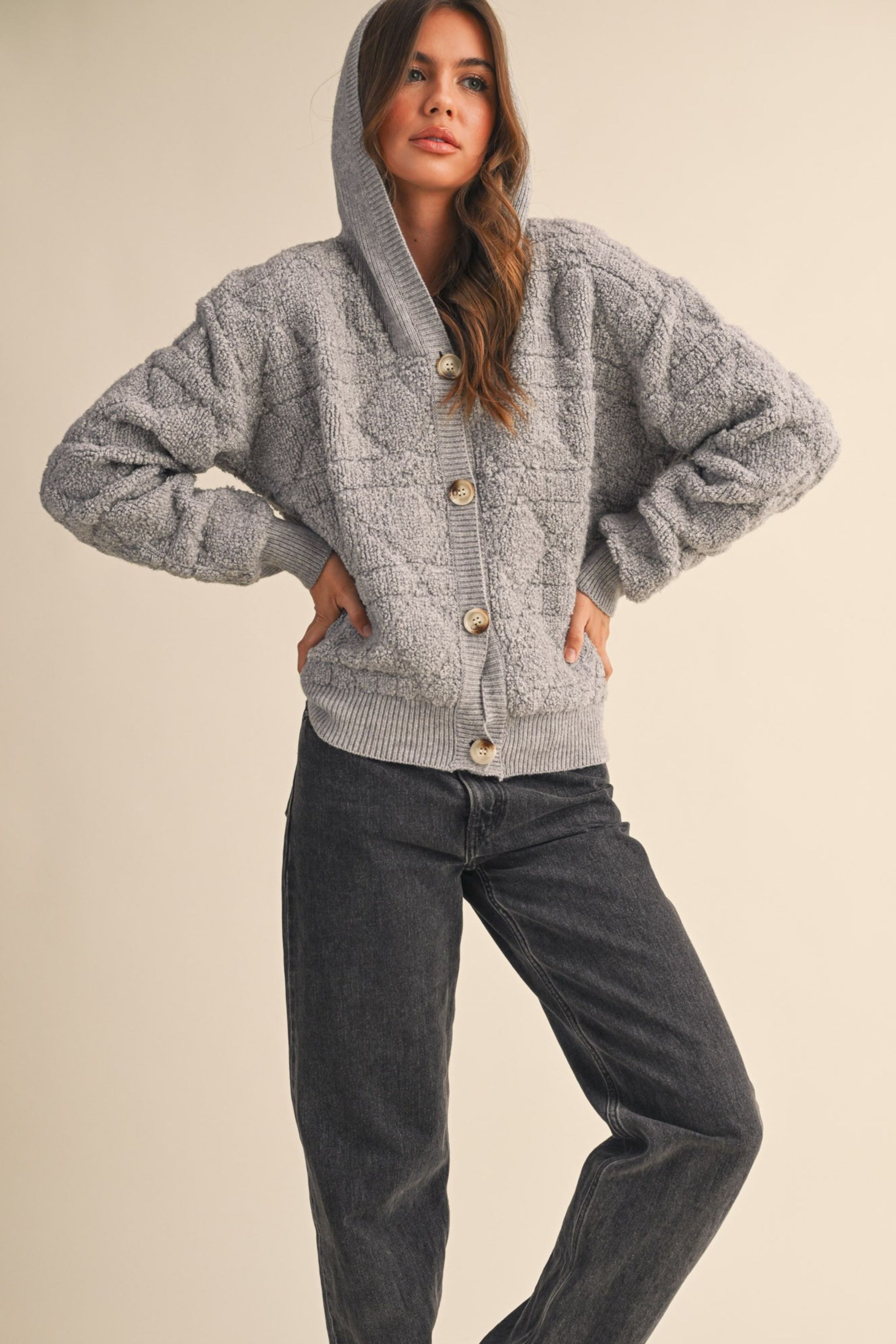 Maren Fuzzy Hooded Cardigan – fab'rik