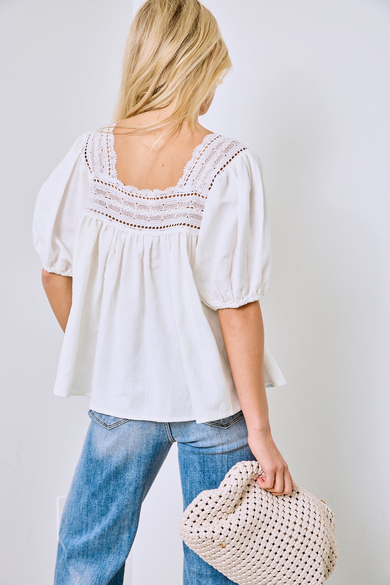 Kiran Lace Square Neck Top - fab'rik
