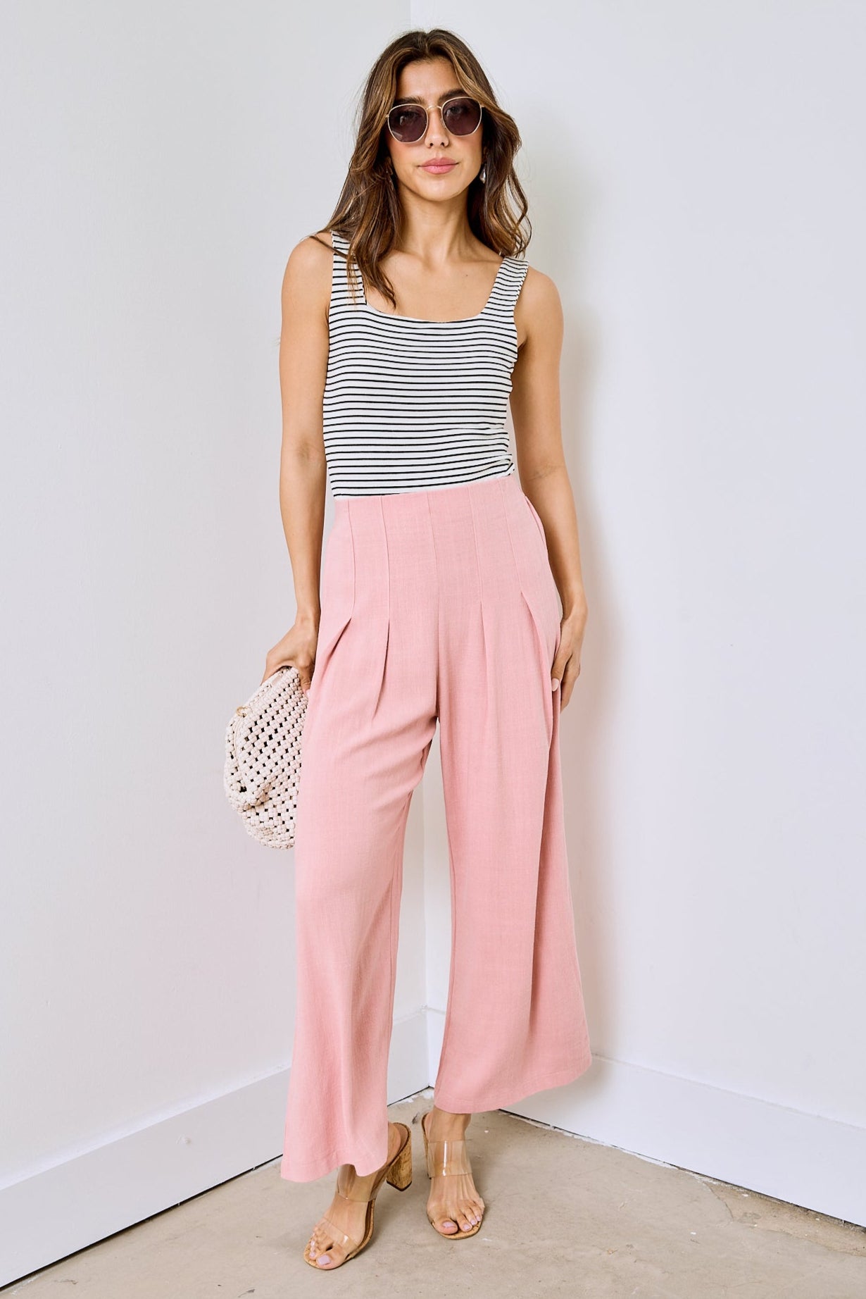 Naomi Pleated Cropped Linen Pants - fab'rik