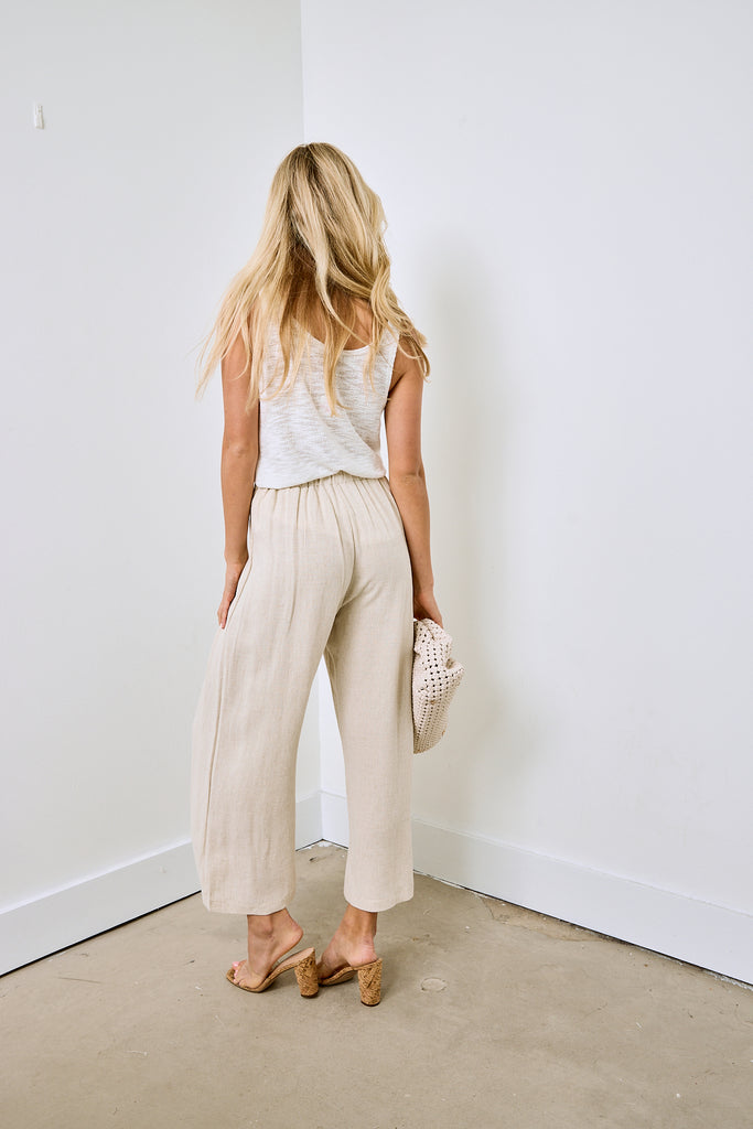 Naomi Pleated Cropped Linen Pants - fab'rik