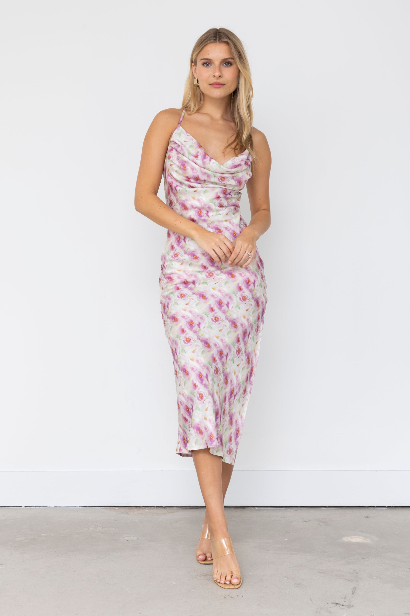 McCoy Printed Cowl Neck Slip Dress - fab'rik