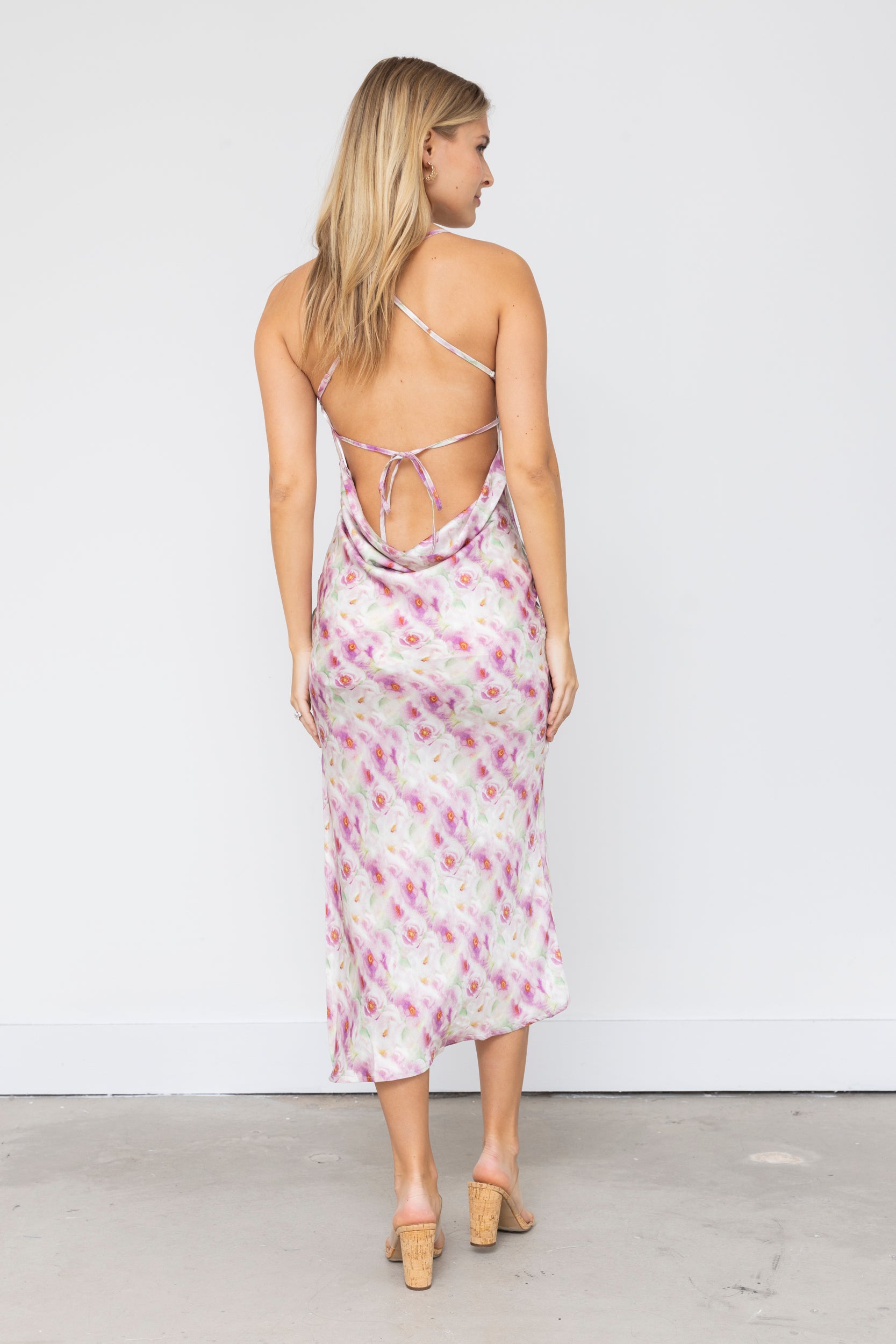 McCoy Printed Cowl Neck Slip Dress - fab'rik