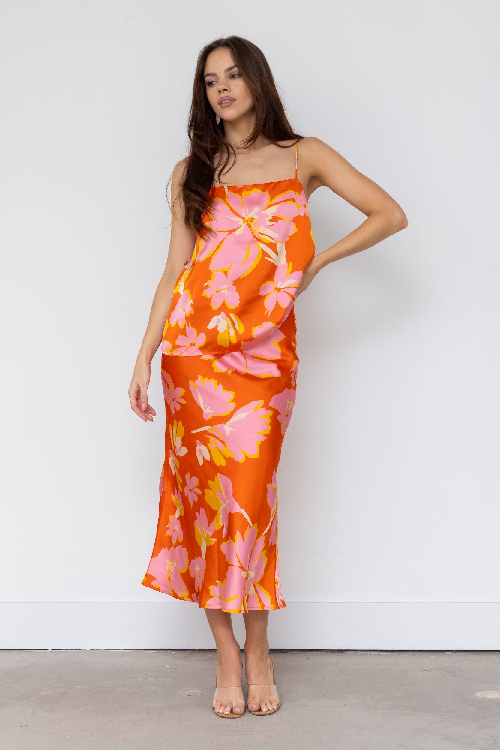 Celine Floral Sateen Tank - fab'rik