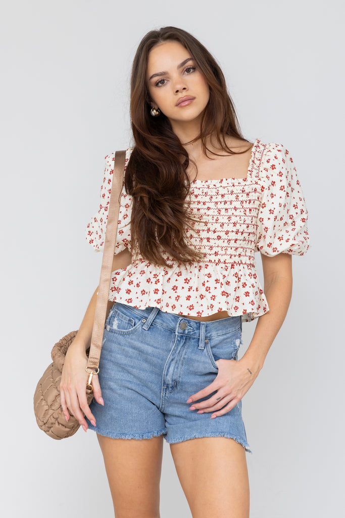 Gavin Floral Peplum Top - fab'rik