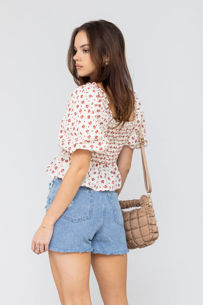 Gavin Floral Peplum Top - fab'rik