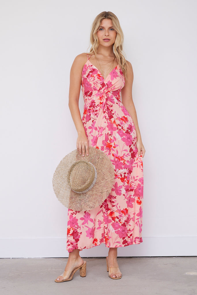 Rosie Floral Twist Detail Maxi Dress - fab'rik