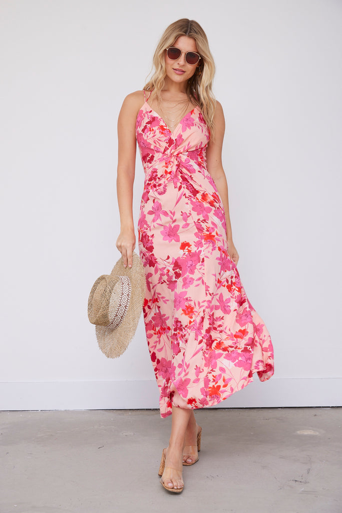 Rosie Floral Twist Detail Maxi Dress - fab'rik