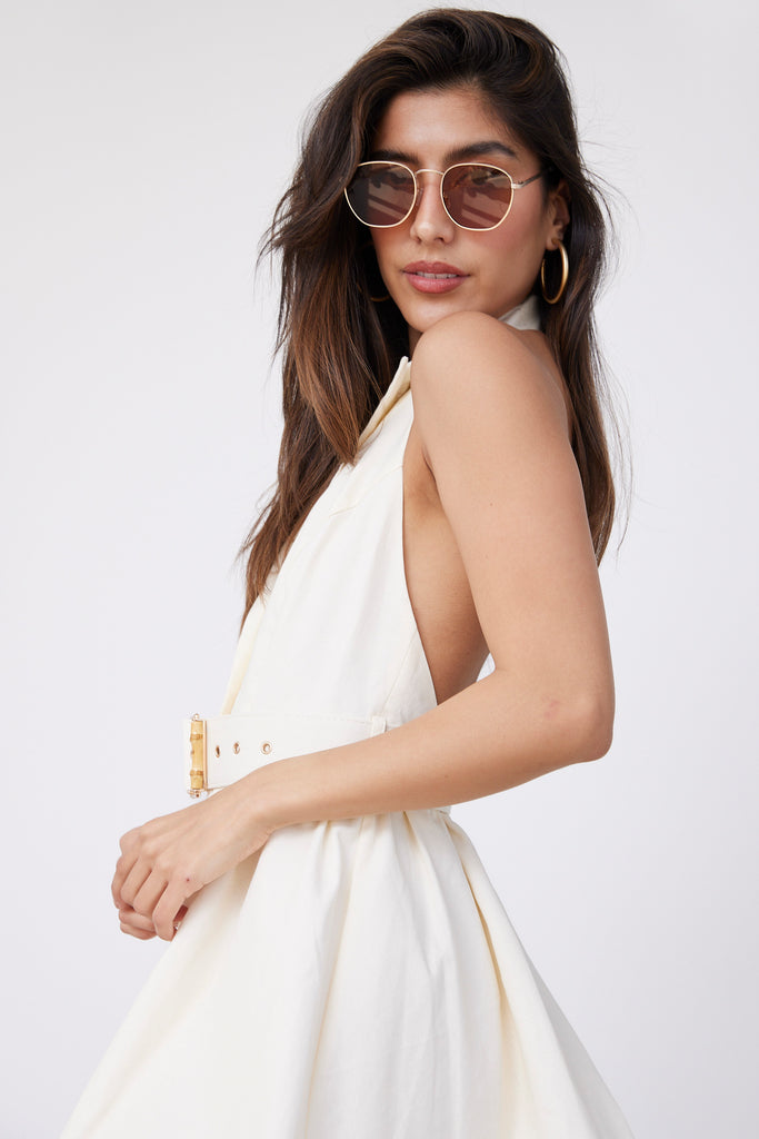 Tate Halter V Neck Mini Dress - fab'rik