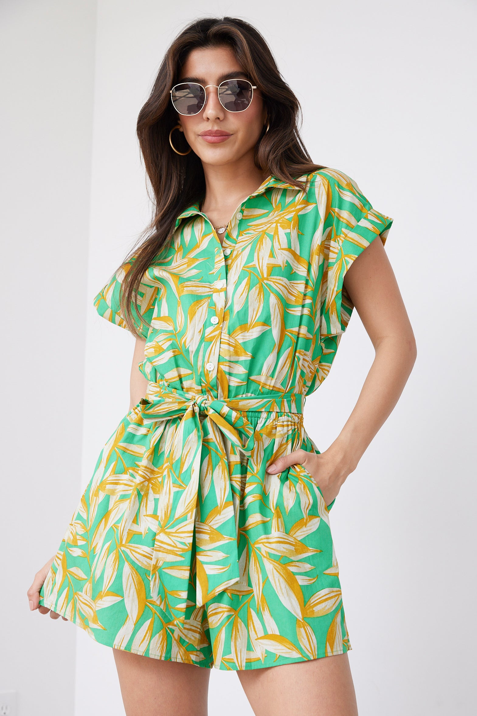 Jacobs Printed Tie Waisted Romper - fab'rik