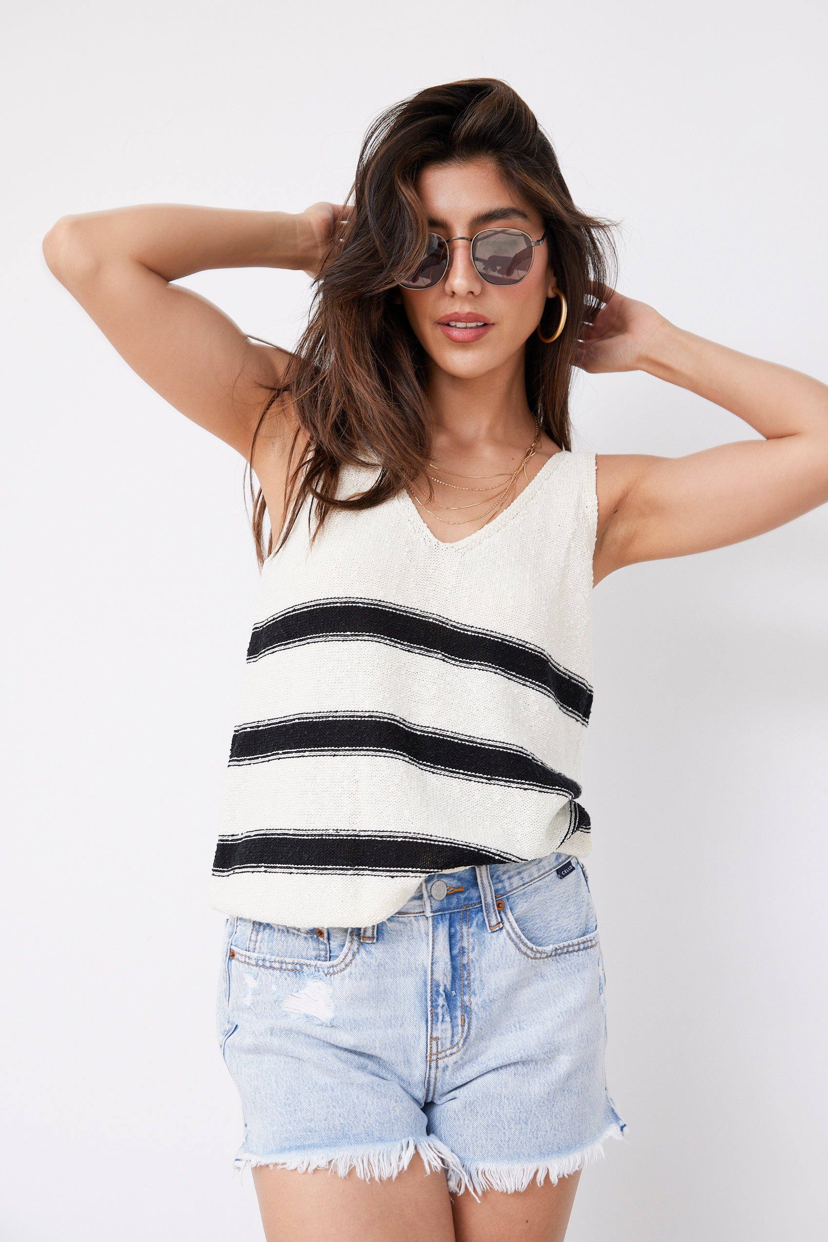 Giselle Striped Sweater Tank - fab'rik