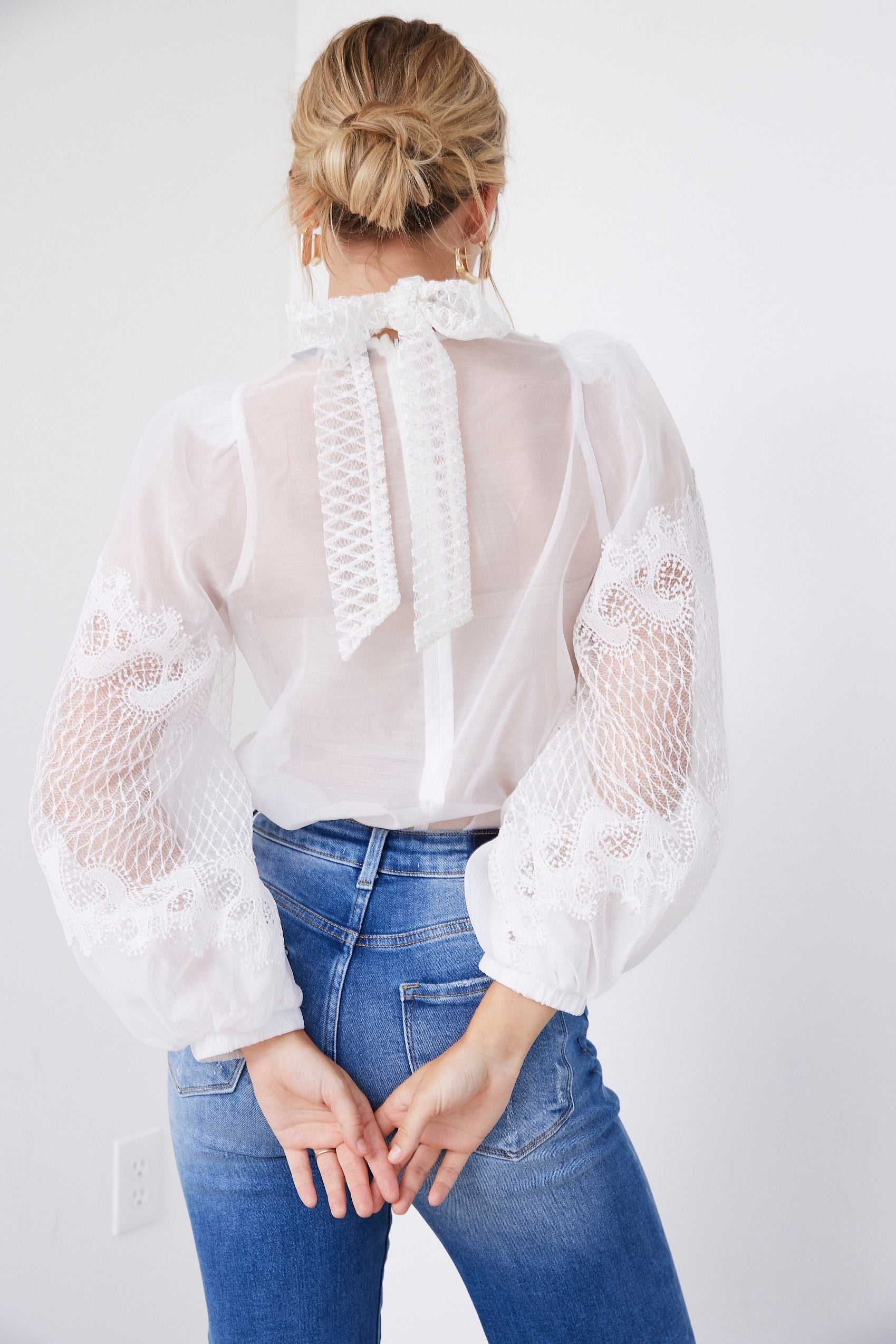 Rowan Long Sleeve Mock Neck Lace Top - fab'rik