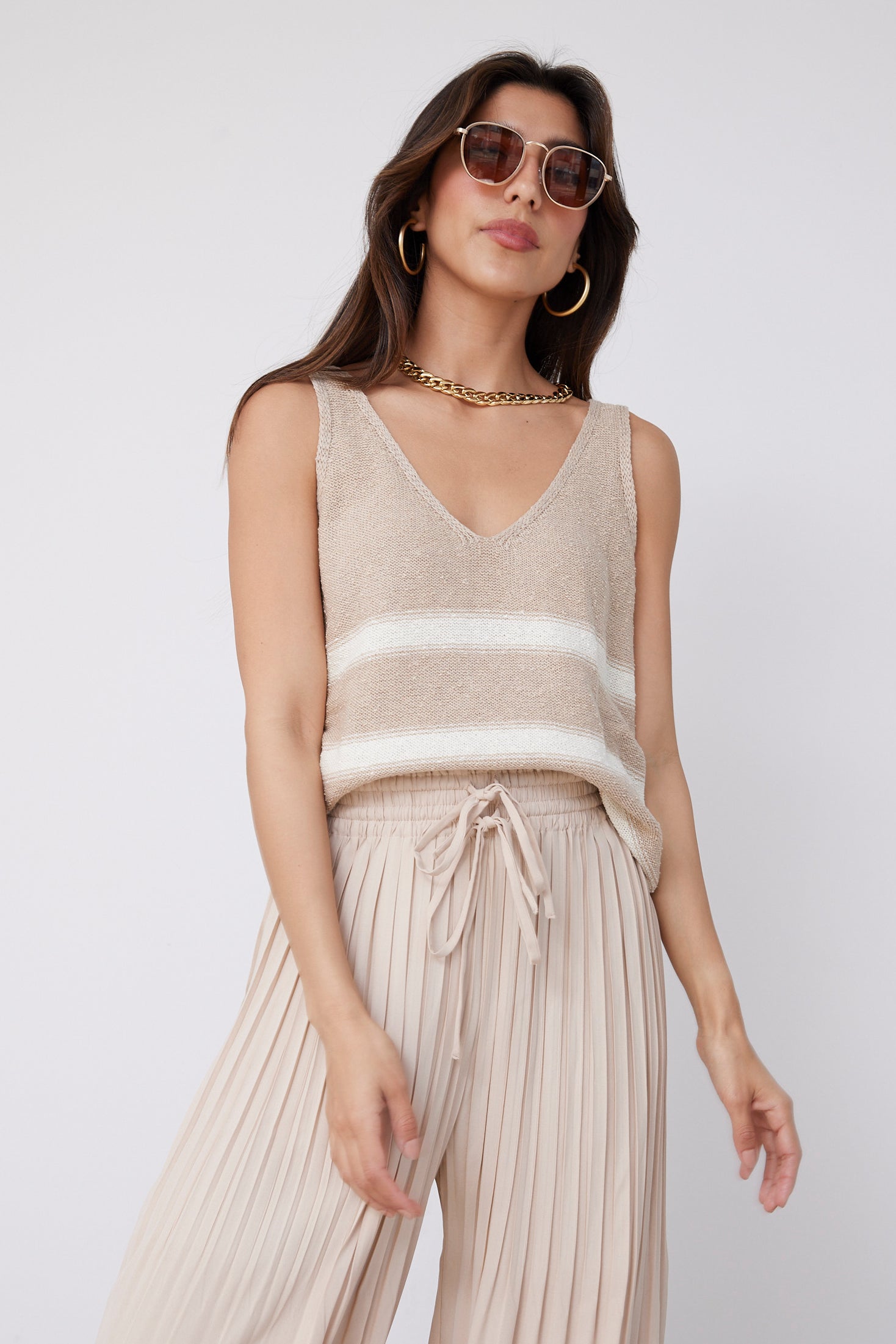 Giselle Striped Sweater Tank - fab'rik