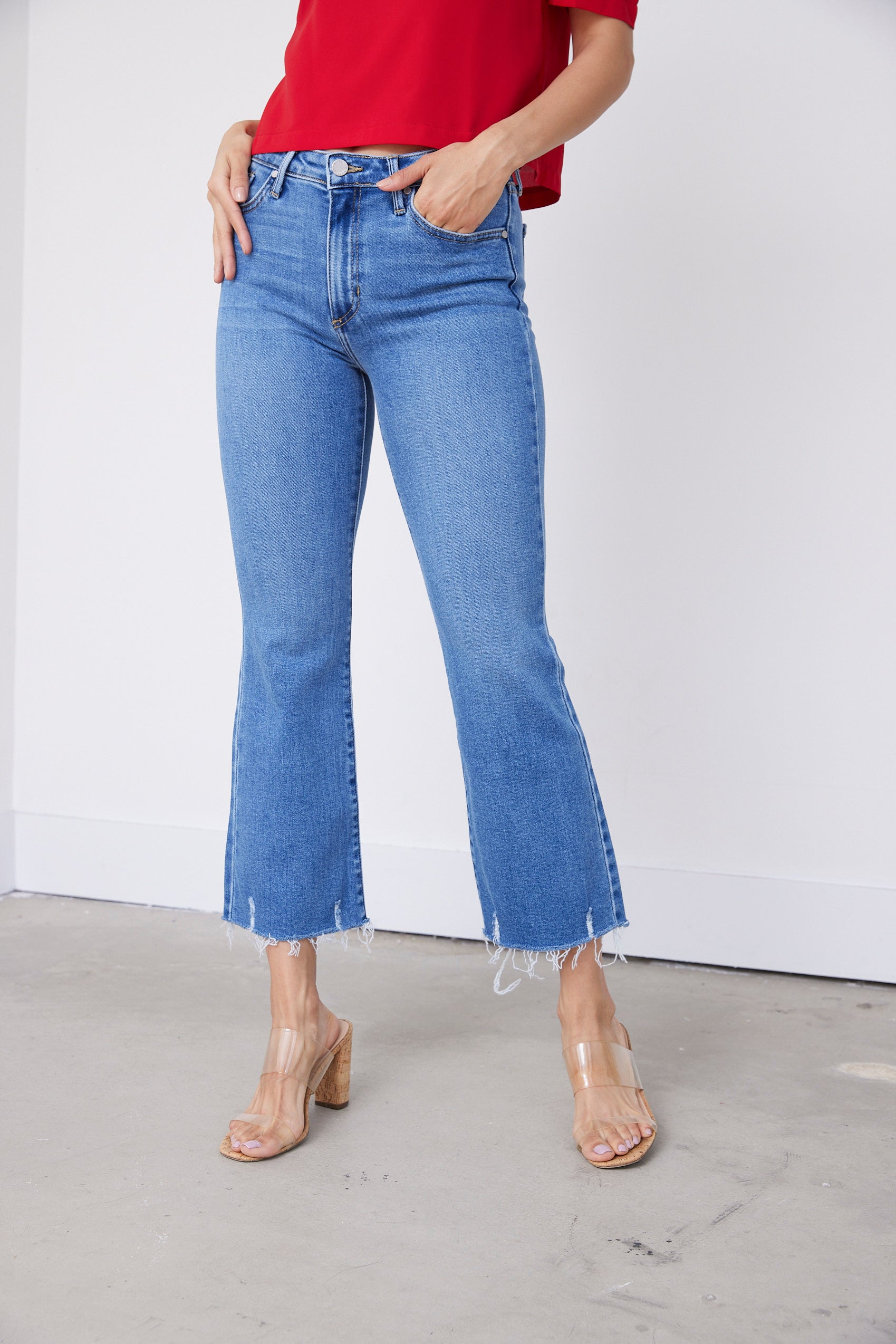Canyon Distressed Hem Crop Flare Jean - fab'rik