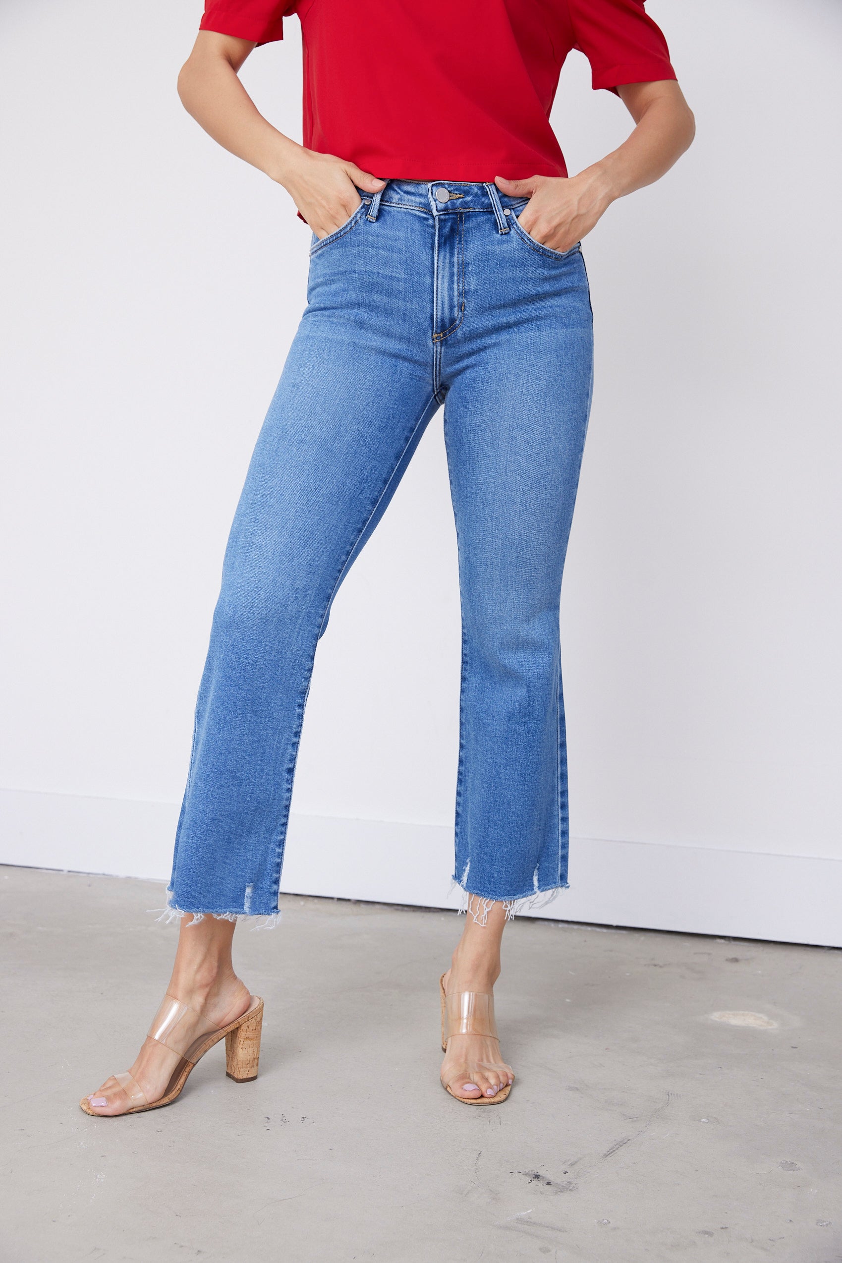 Canyon Distressed Hem Crop Flare Jean - fab'rik