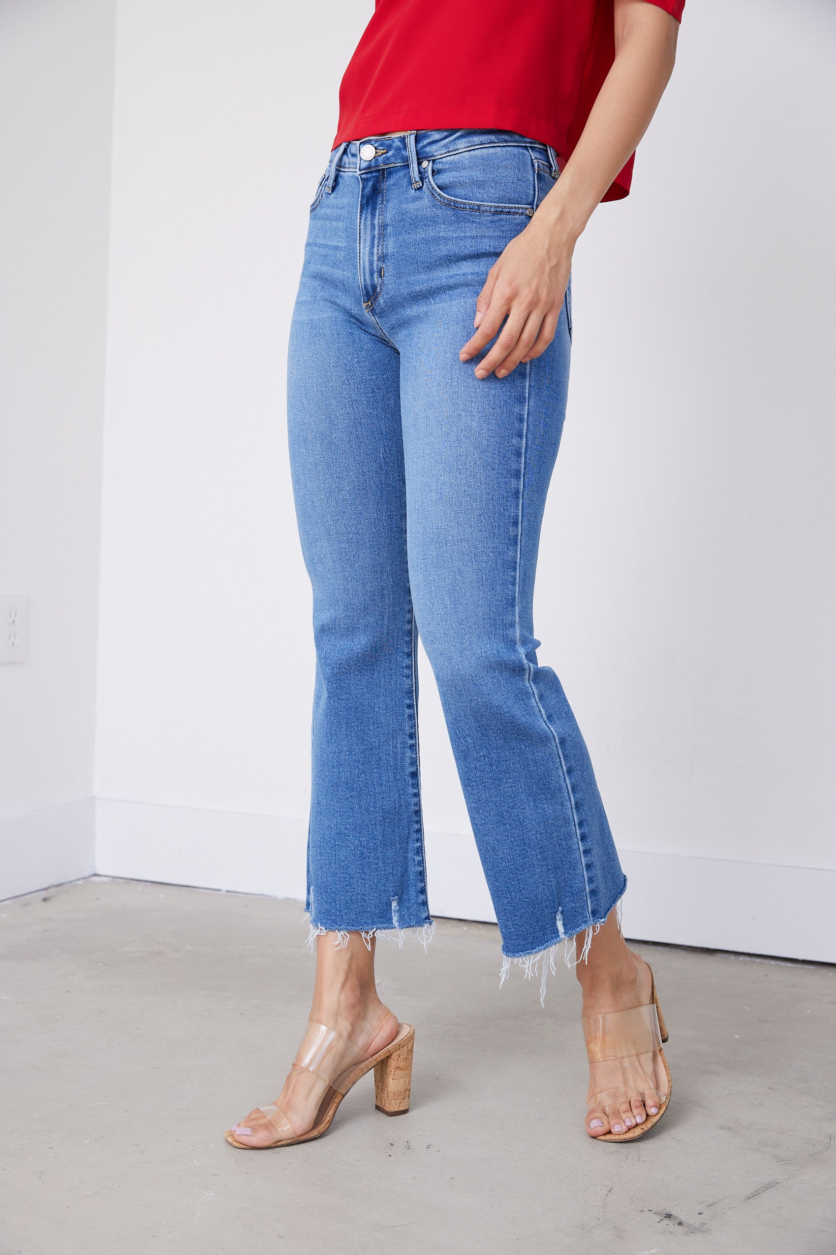 Canyon Distressed Hem Crop Flare Jean - fab'rik