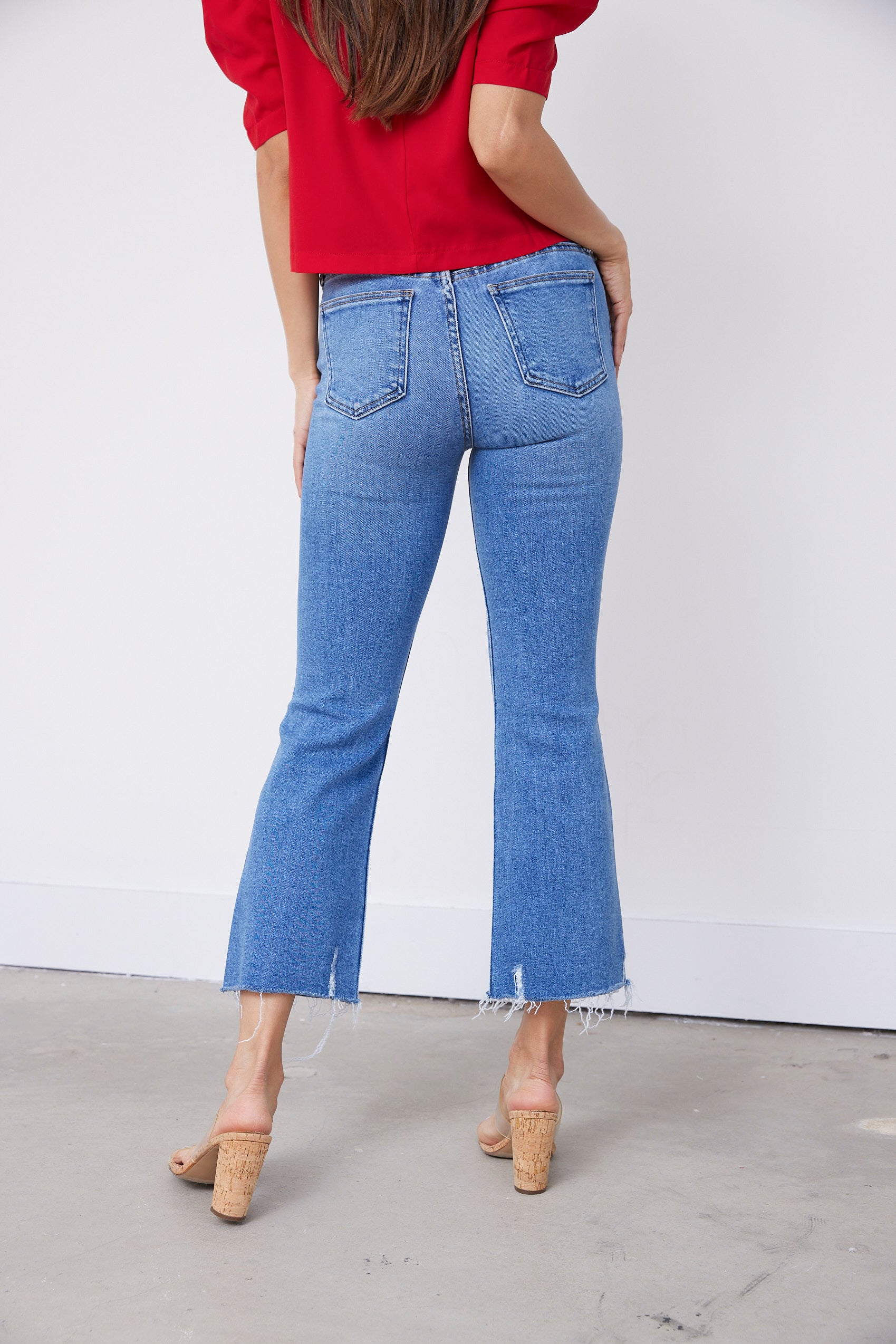 Canyon Distressed Hem Crop Flare Jean - fab'rik