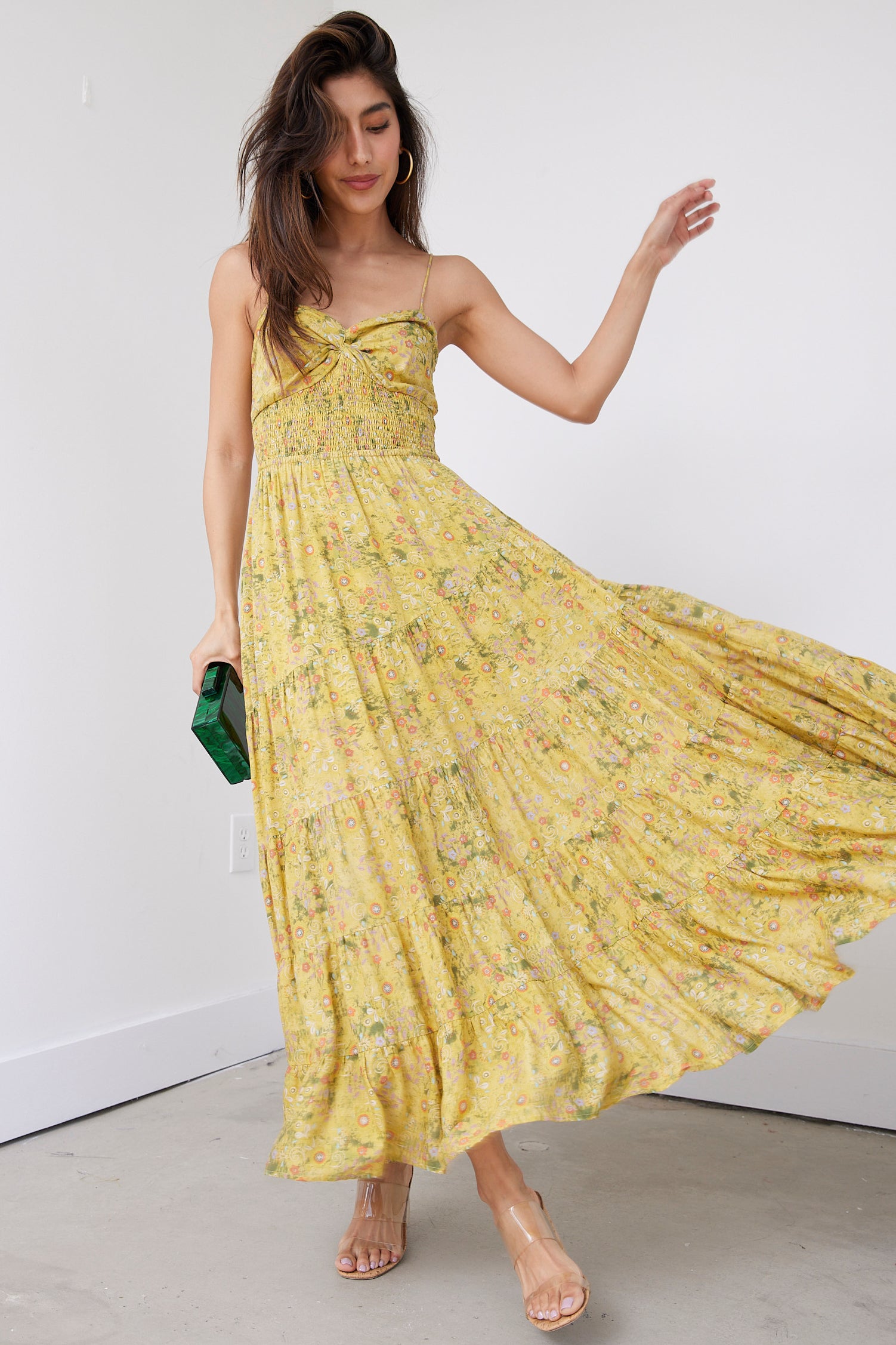 Villa Floral Printed Textured Maxi Dress - fab'rik