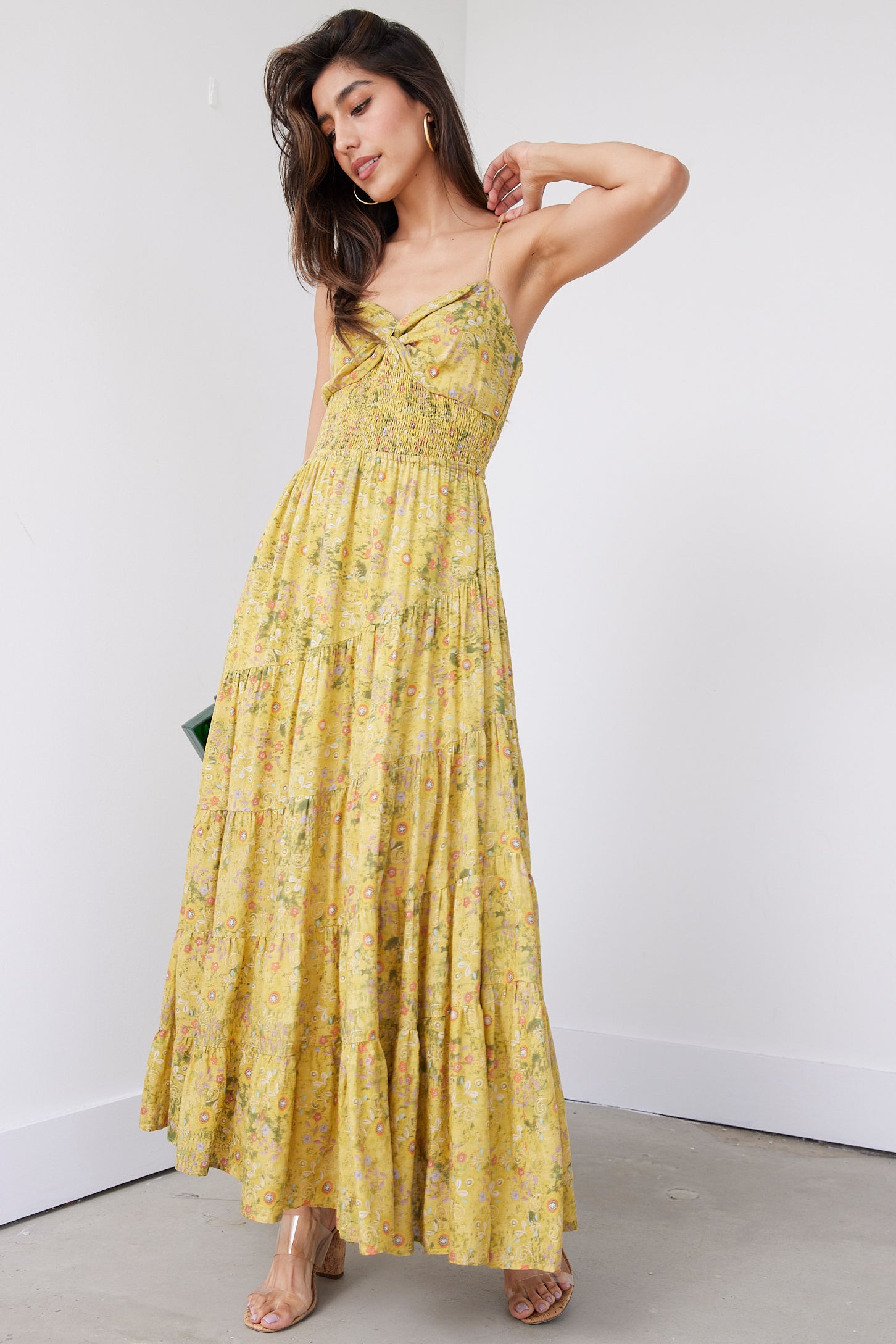 Villa Floral Printed Textured Maxi Dress - fab'rik