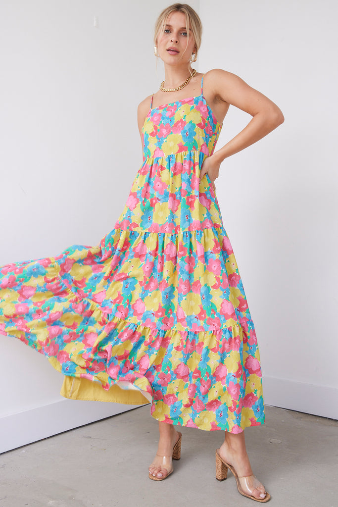 Bradley Multi Colored Ruffled Midi Dress - fab'rik