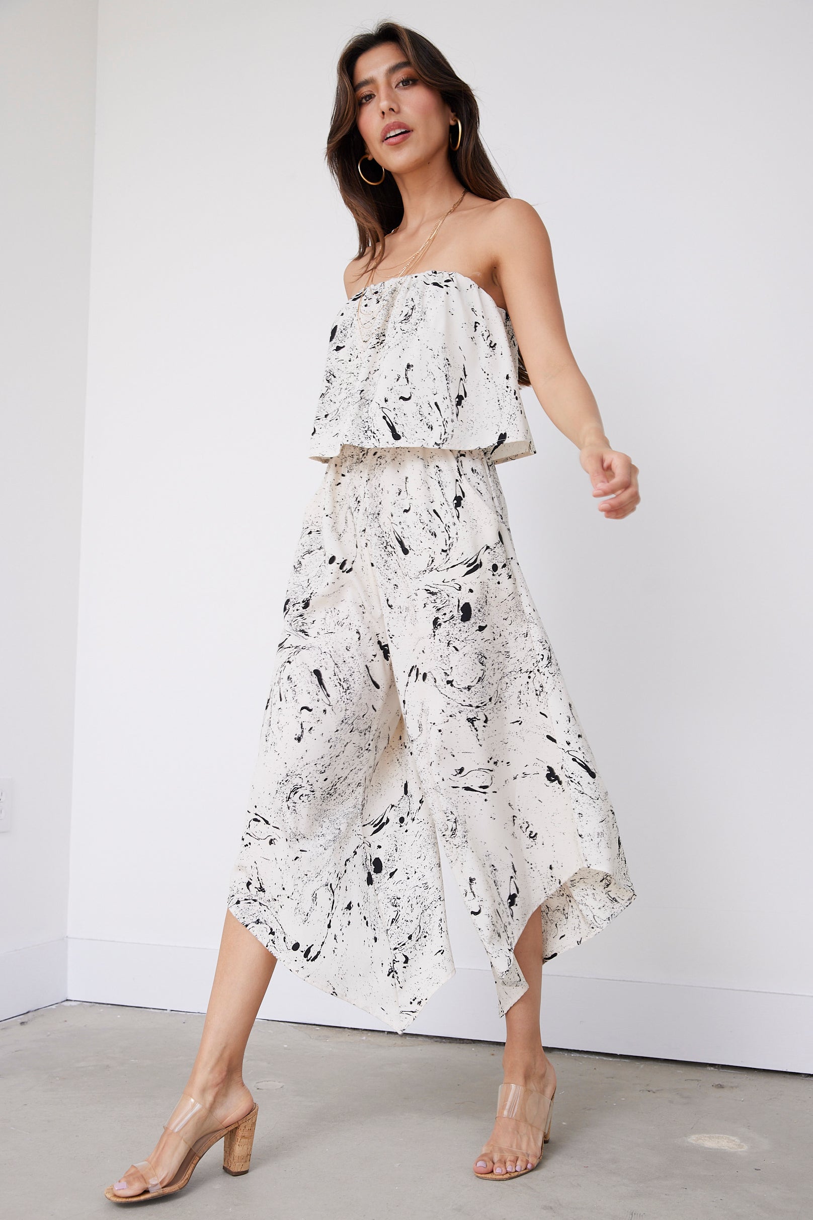 Jennie Printed Strapless Jumpsuit - fab'rik
