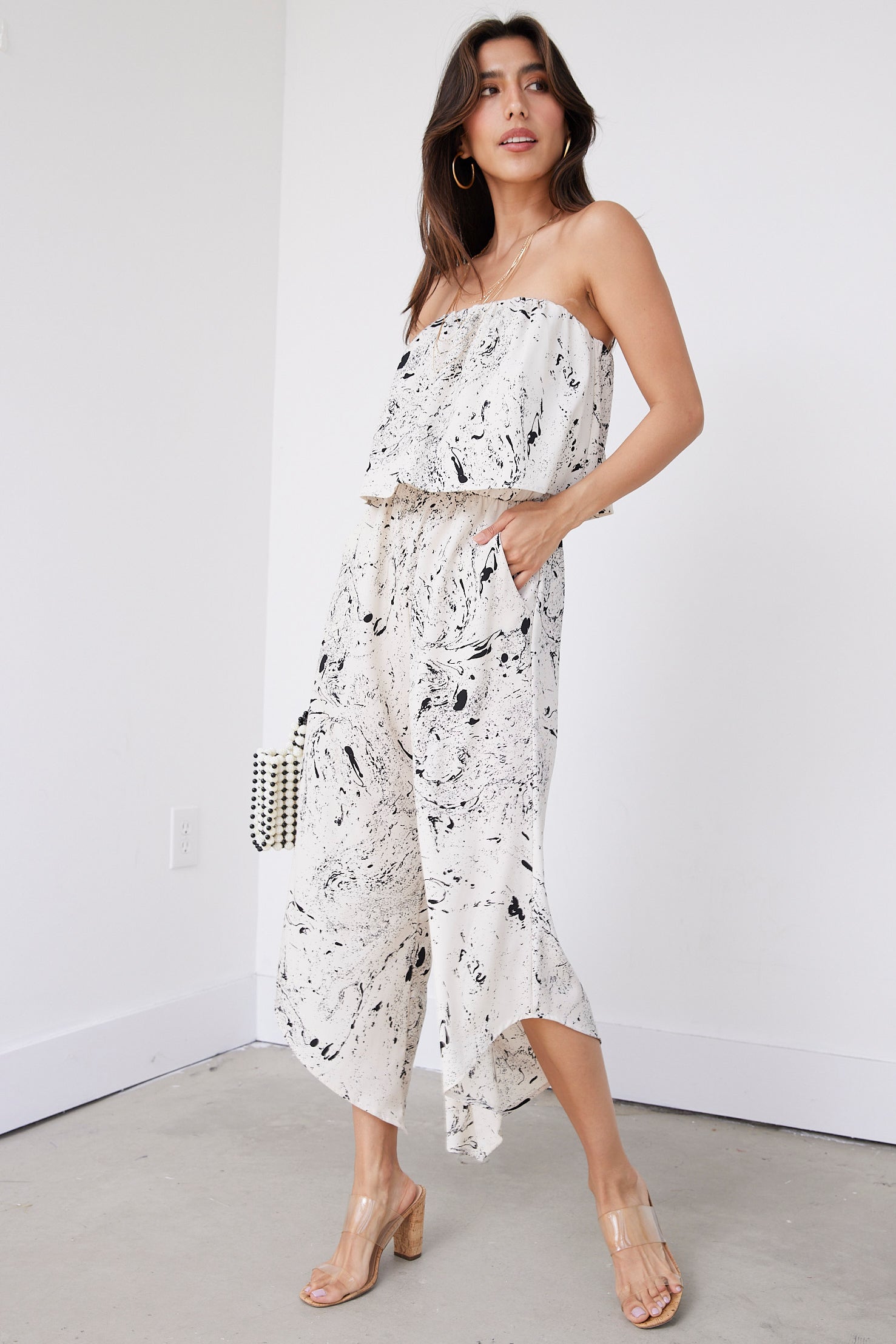 Jennie Printed Strapless Jumpsuit - fab'rik