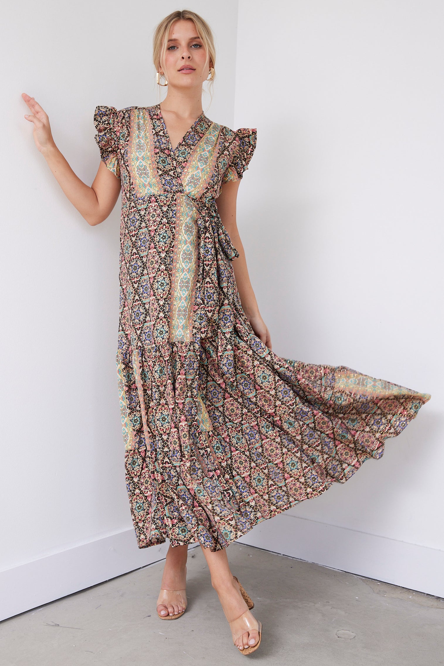 Charlotte Ruffle Sleeve Wrap Dress - fab'rik