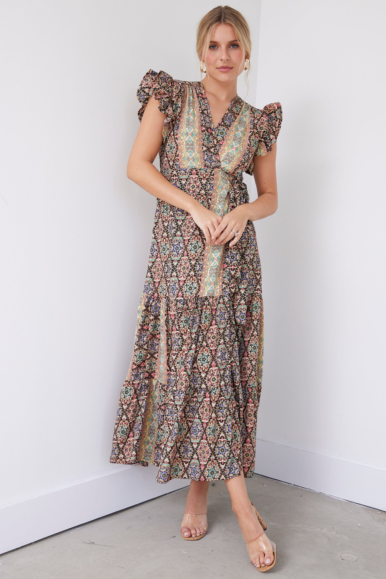 Charlotte Ruffle Sleeve Wrap Dress - fab'rik