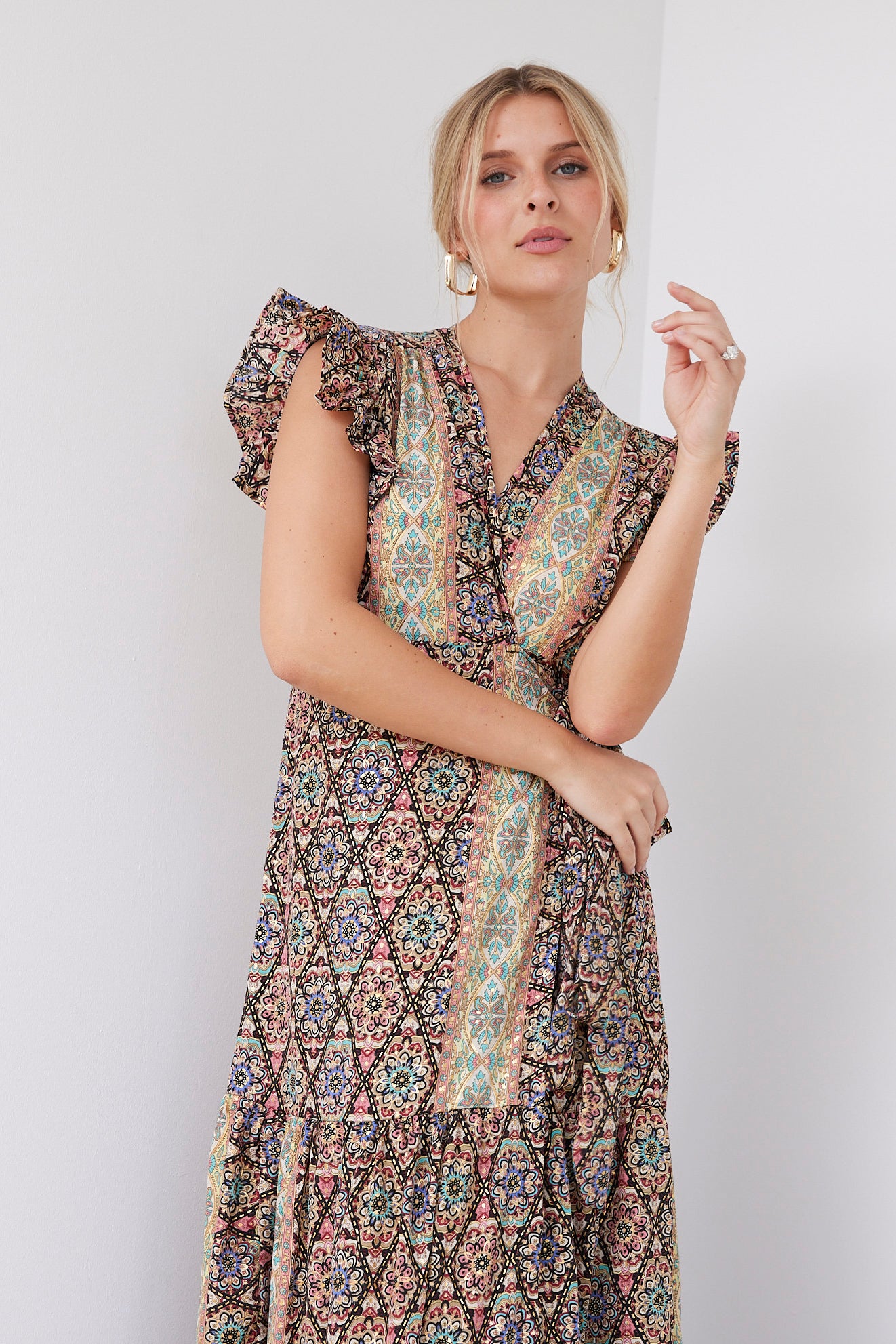 Charlotte Ruffle Sleeve Wrap Dress - fab'rik