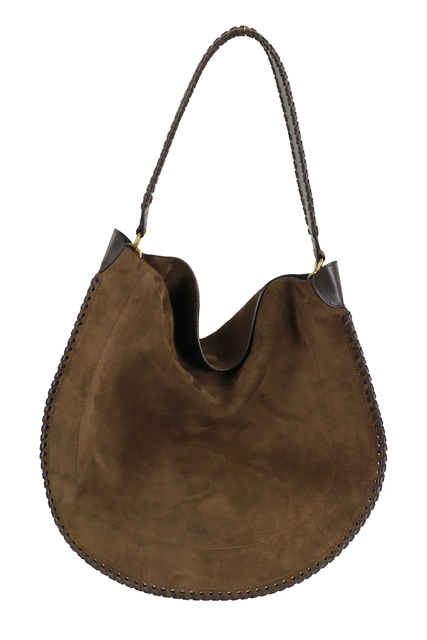 Faux Suede Hobo With Woven Strap