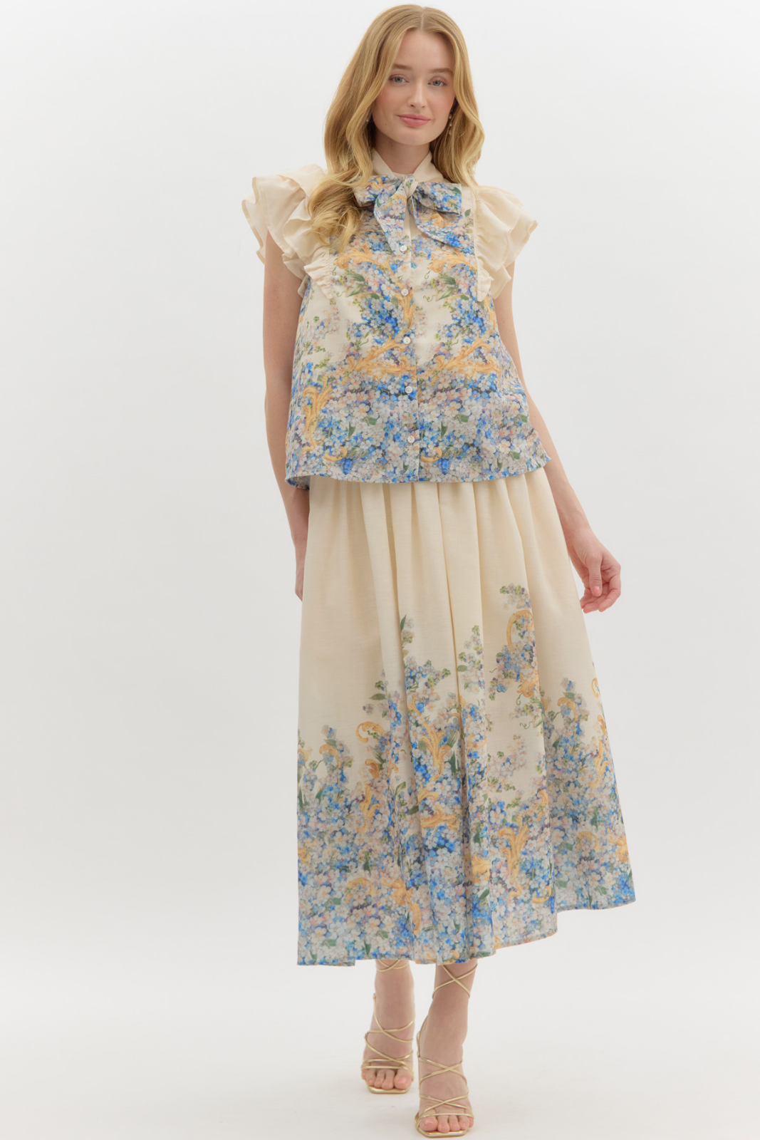 Gabrielle Floral Printed Button Down Top