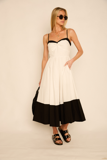 Kelly Two Tone Midi Dress White/Black / M