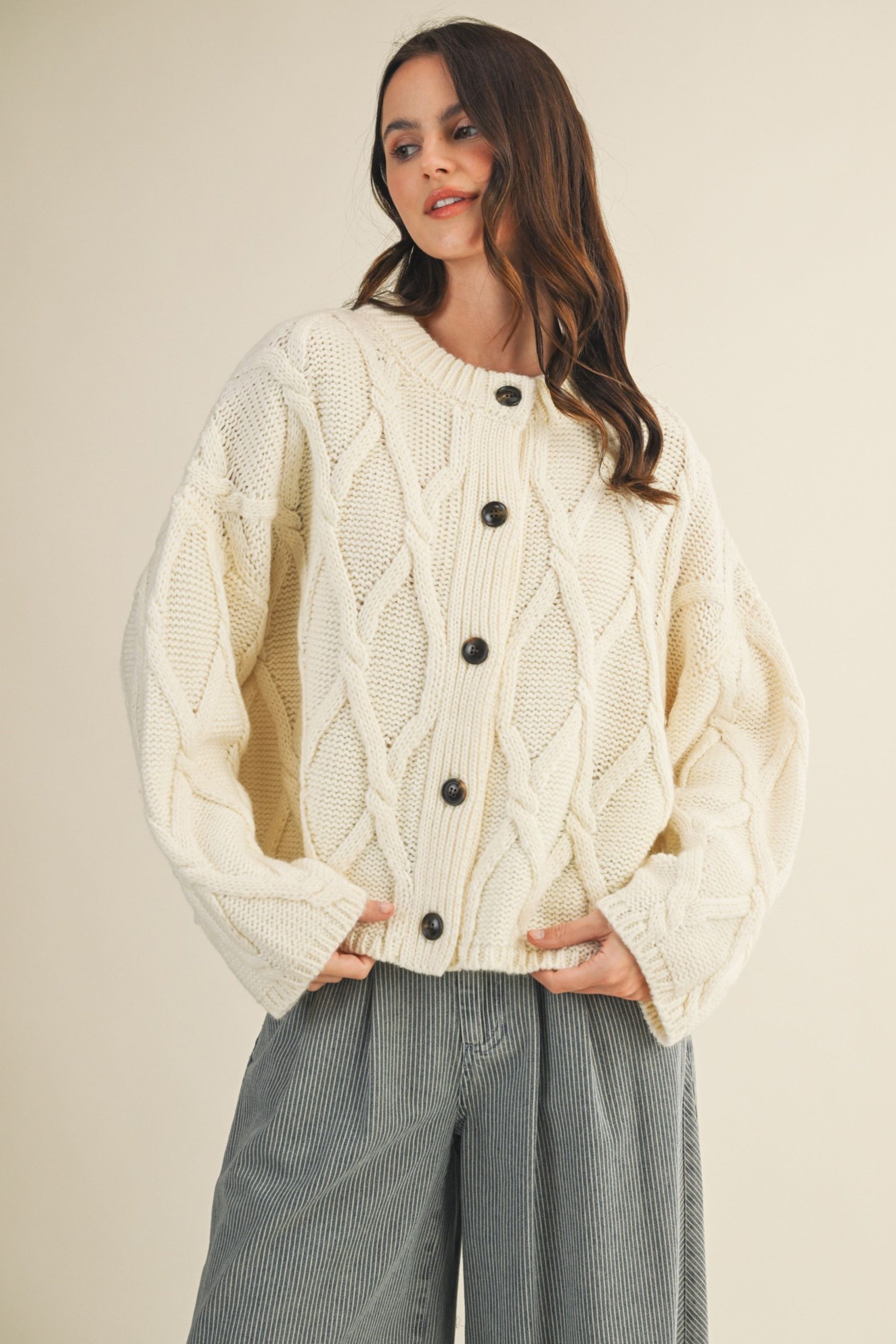 Maggie Cable Knit Cardigan – fab'rik