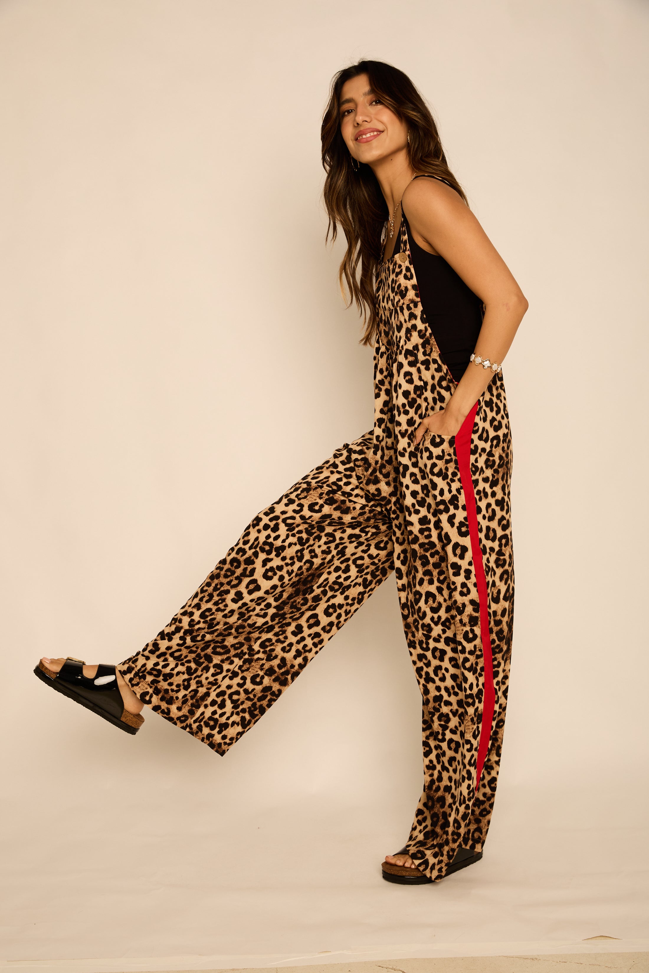 Jules Leopard Print Overall Jumpsuit