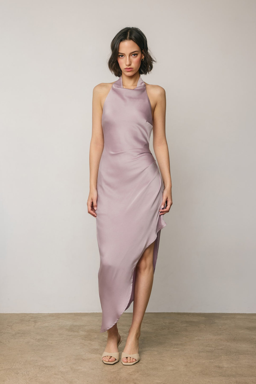 asymmetrical silk dress Yvette Slip Maxi Dress With Asymmetrical Hem