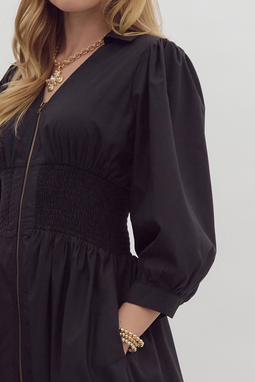 Mabel Zip Front Midi Dress fab'rik