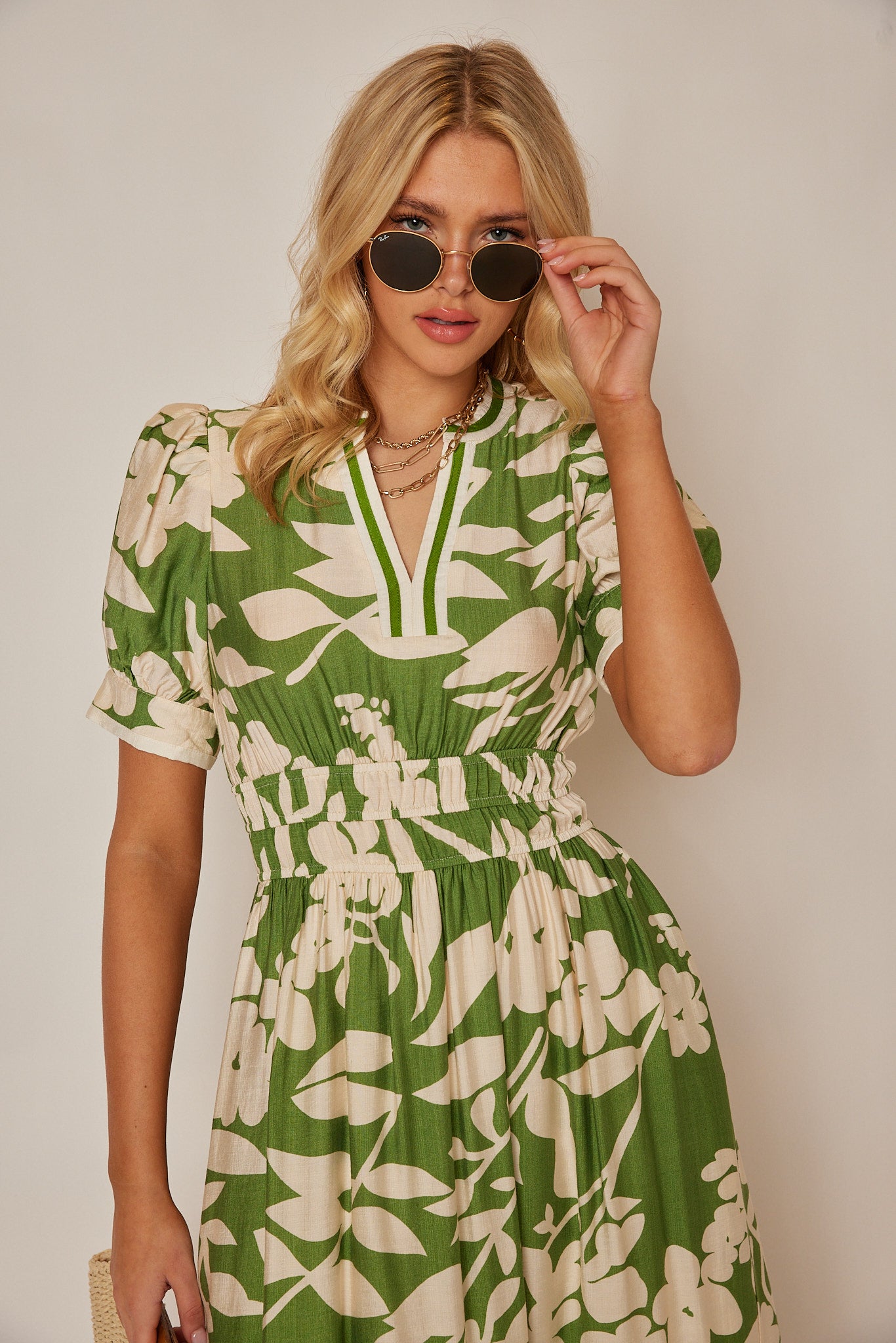 Meryl Floral Puff Sleeve Midi Dress