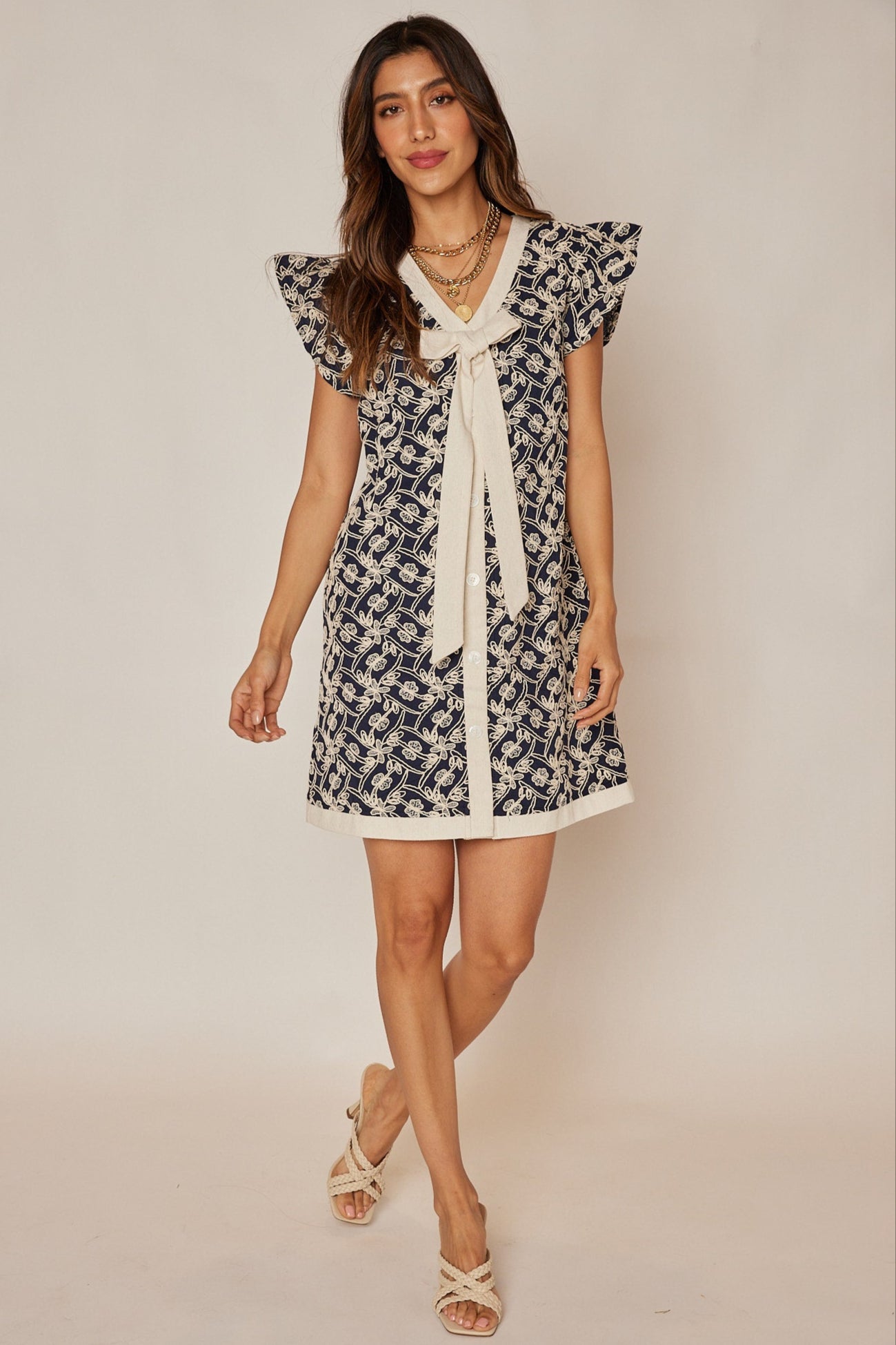 Ellery Ruffle Sleeve Ribbon Dress