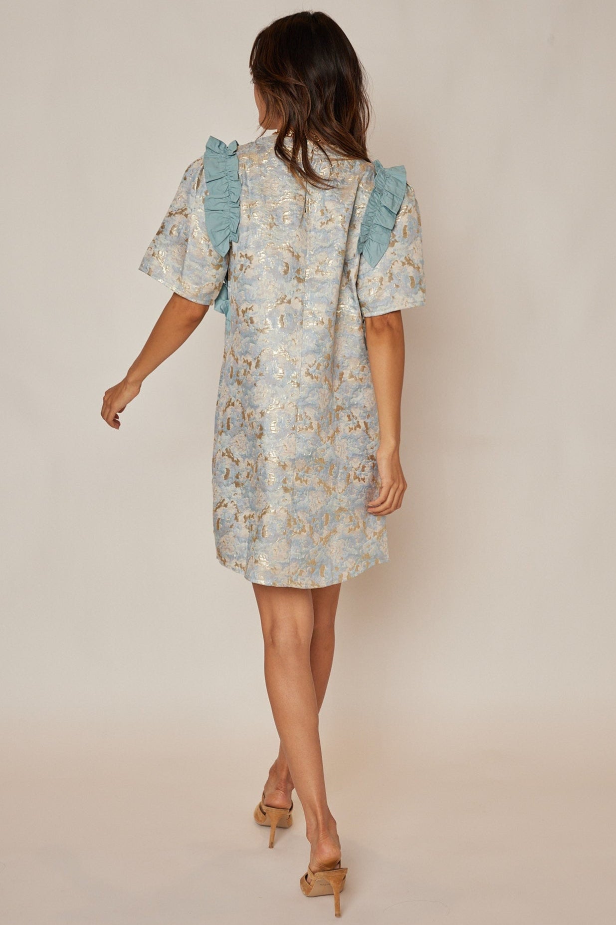 SALE - Hannah Metallic Ruffle Dress