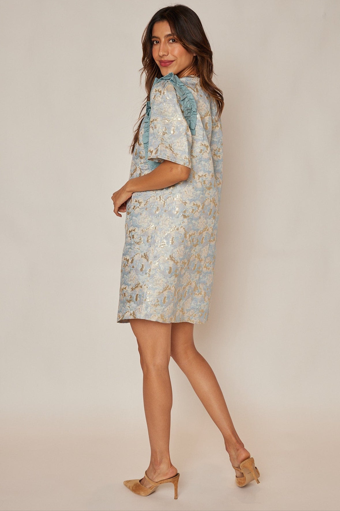 SALE - Hannah Metallic Ruffle Dress