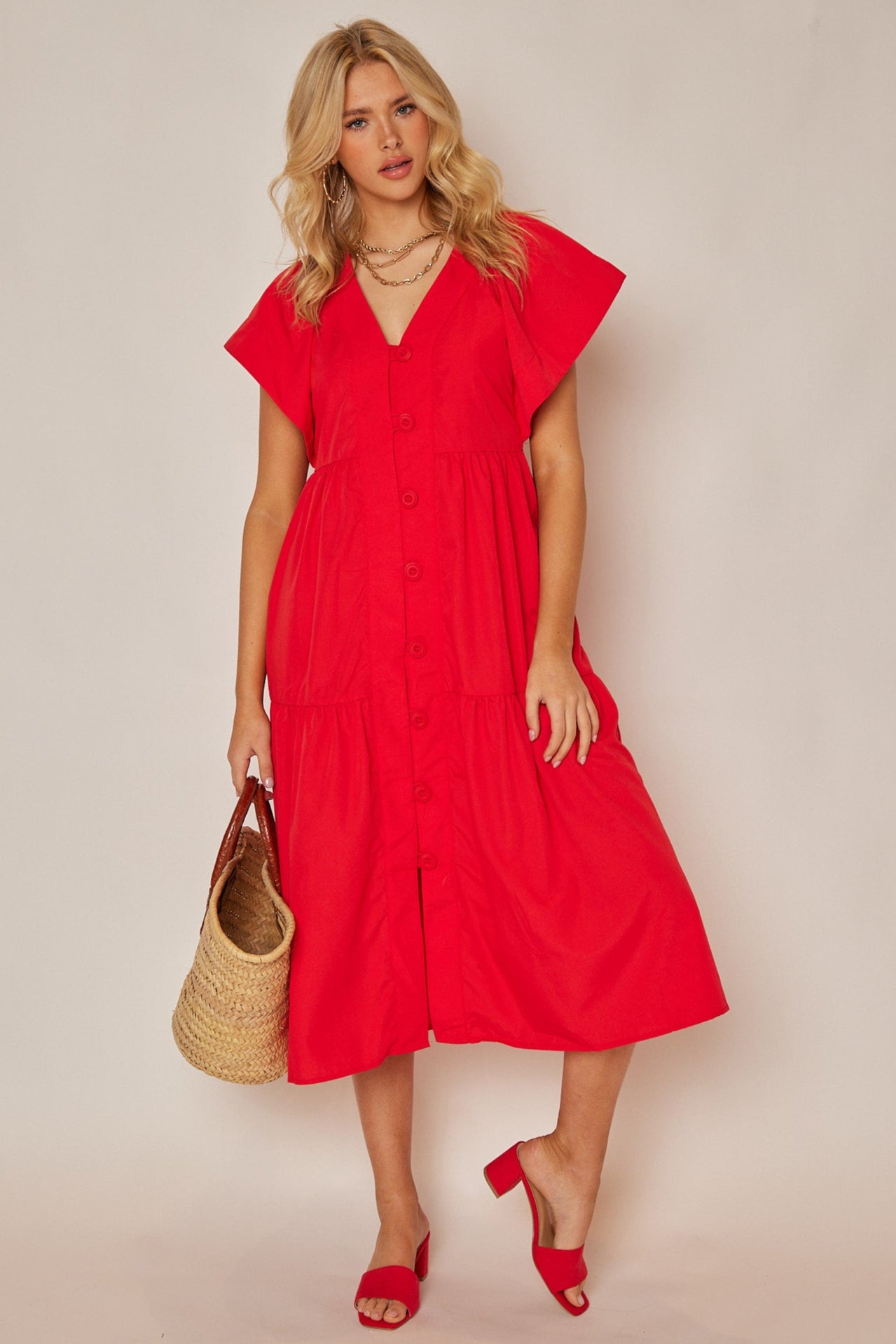 Rachel V Neck Midi Dress