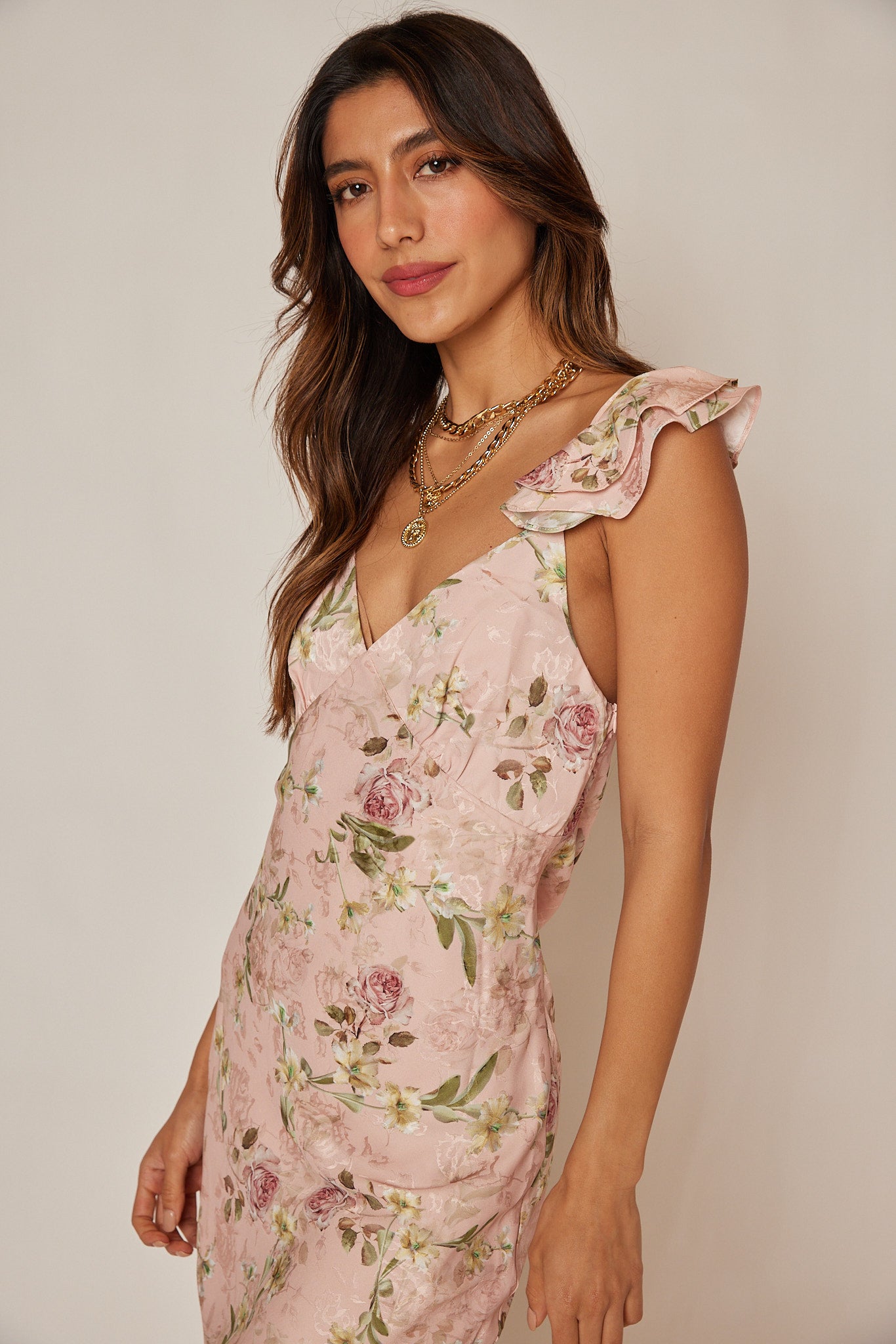 Elise Ruffled Woven Maxi Dress